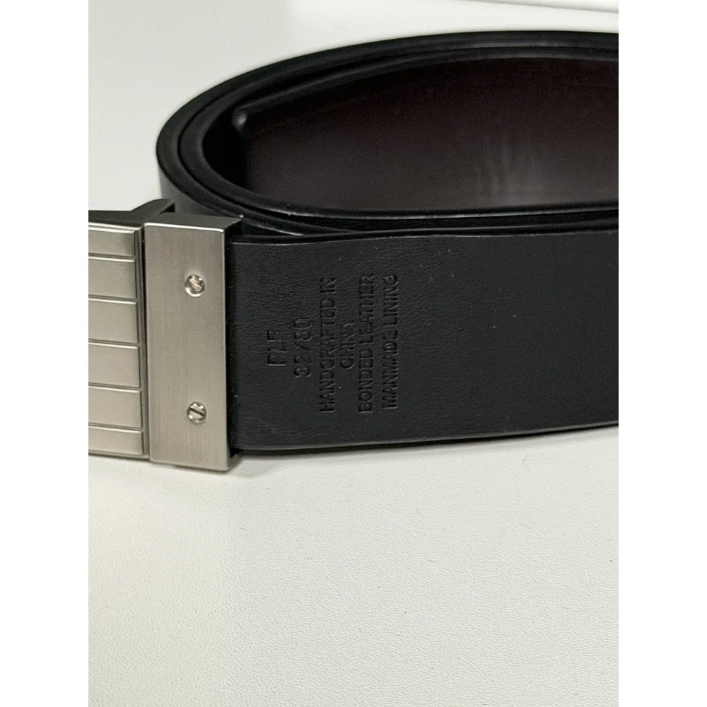 Kenneth Cole Reaction Reversible Belt Black Brown Leather Mens Size 32 A1-0103